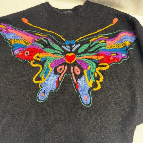 MOTHER THE BATWINGS PULLOVER Colorful croppButterfly Embroidered Sweater SZ XS/S - Picture 2 of 12